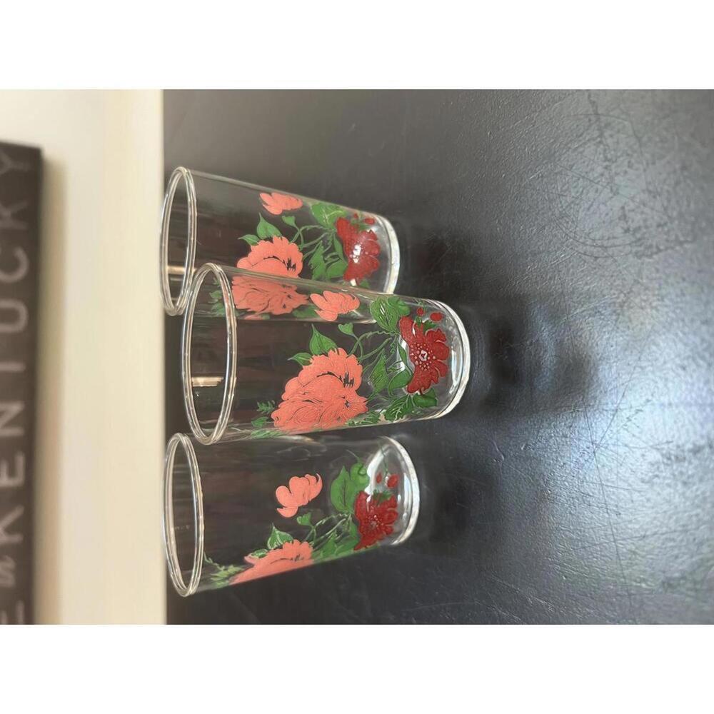 Vintage Federal Glass Juice Glass with Floral